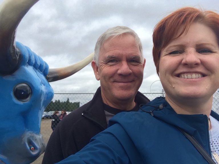 Posing with Babe, the Blue Ox